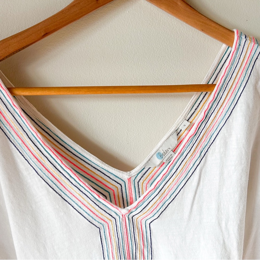 Boden Eloise Jersey Kaftan Tunic Beach Coverup Cotton Boho White Colorful Small - Picture 13 of 16